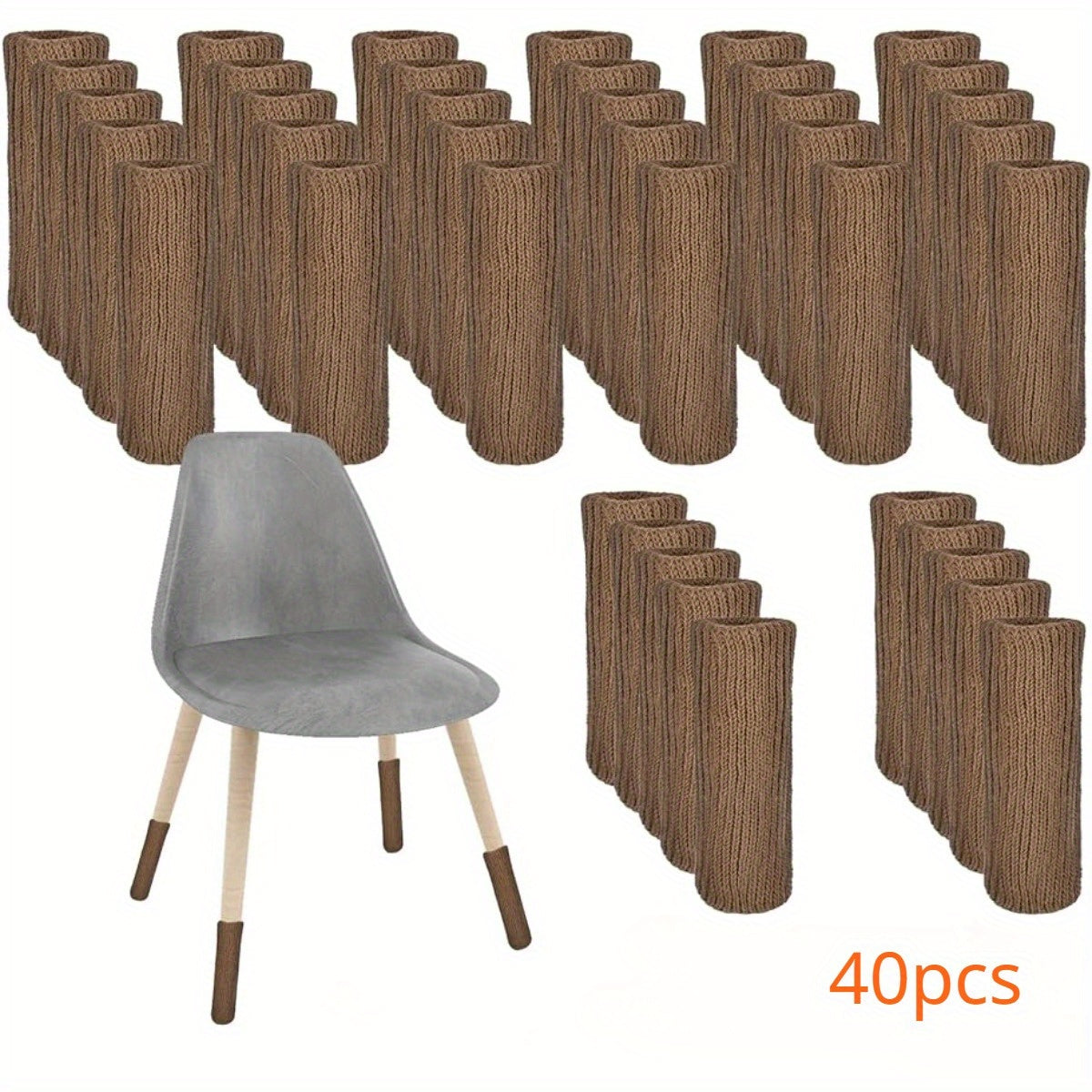 Chair leg socks, chair leg protectors for hardwood floors - set of 16, 24, or 40 pieces. High elastic knitted chair leg floor protectors to prevent scratches on furniture legs.