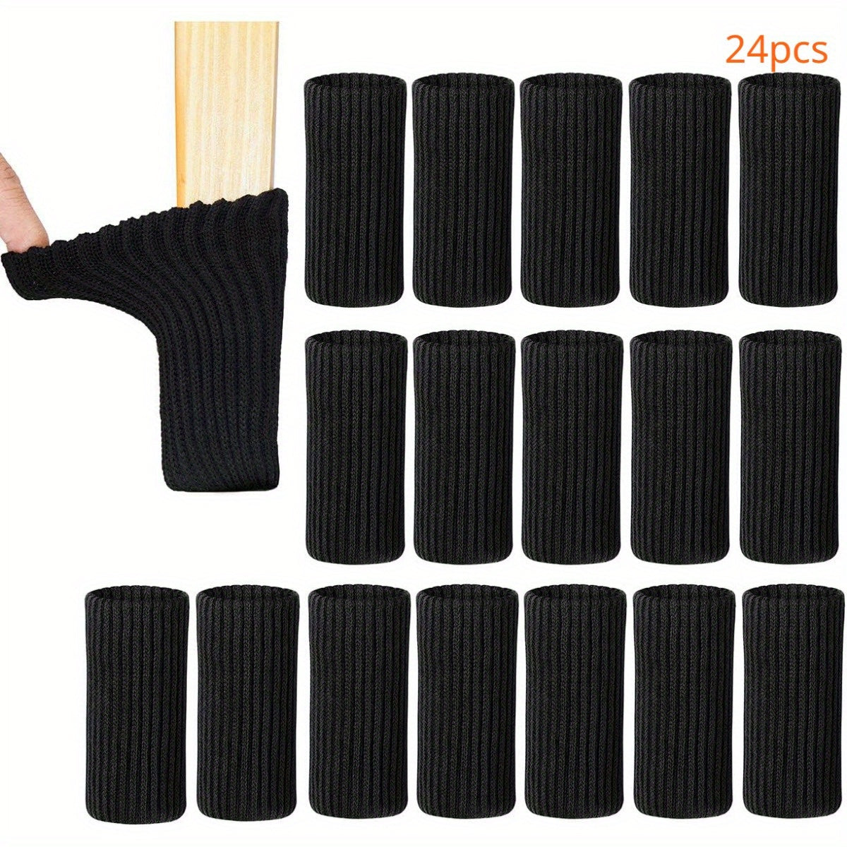 Chair leg socks, chair leg protectors for hardwood floors - set of 16, 24, or 40 pieces. High elastic knitted chair leg floor protectors to prevent scratches on furniture legs.