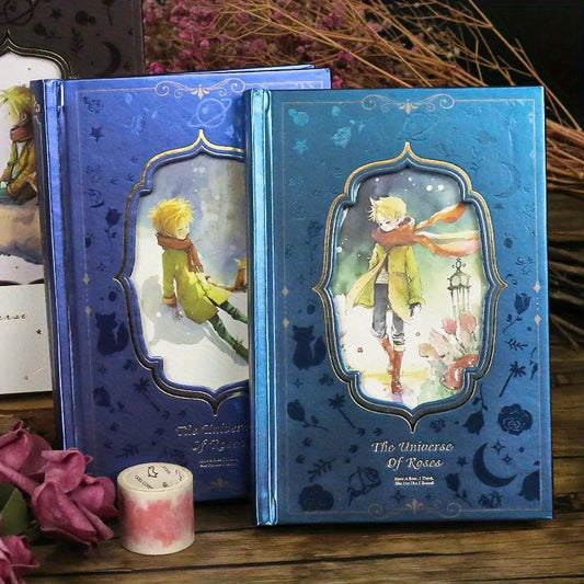 Whimsical prince-themed illustrated diary with thick pages and vintage style, featuring colorful winter designs for capturing daily memories.