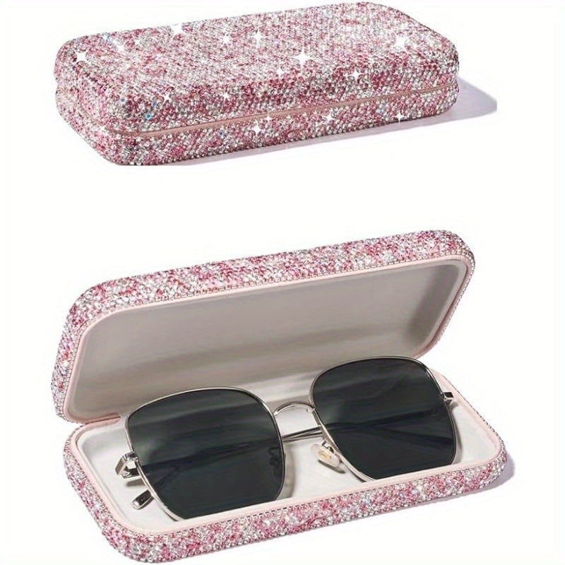 Sparkling Rhinestone Glasses Case: A Stylish Organizer for Sunglasses and Reading Glasses