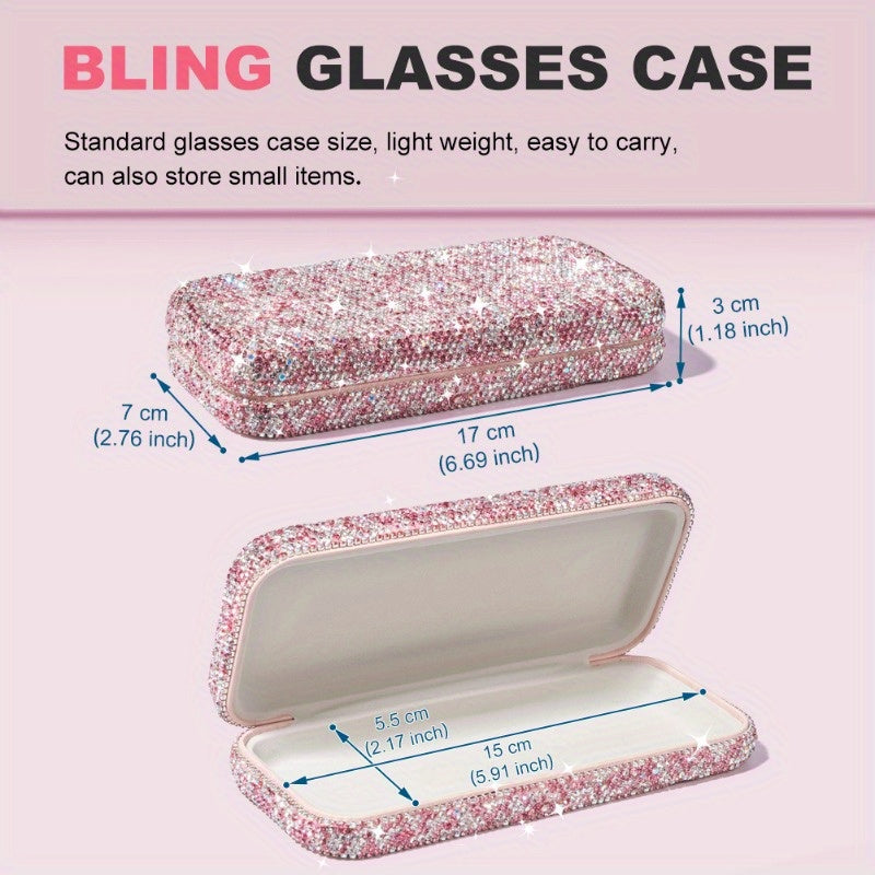 Sparkling Rhinestone Glasses Case: A Stylish Organizer for Sunglasses and Reading Glasses