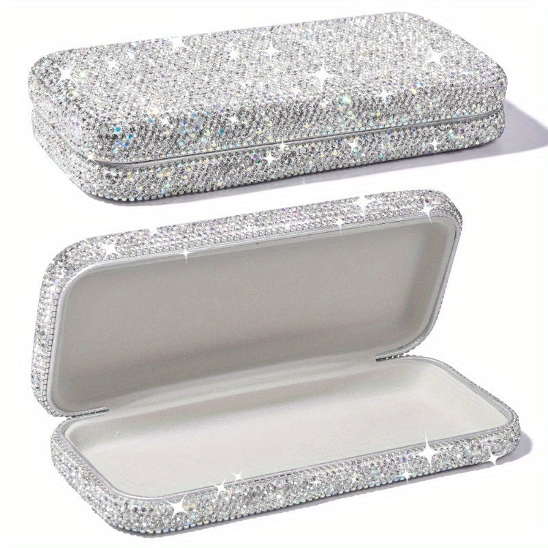 Sparkling Rhinestone Glasses Case: A Stylish Organizer for Sunglasses and Reading Glasses