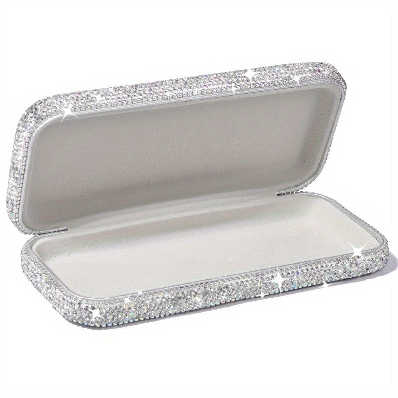 Sparkling Rhinestone Glasses Case: A Stylish Organizer for Sunglasses and Reading Glasses