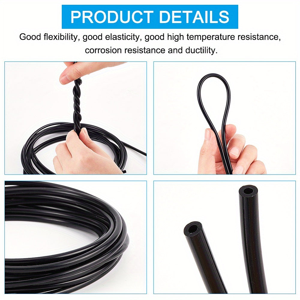 Get the 16.4 Feet Black Vacuum Hose with 5/32 inch (4mm) High Temperature Silicone Tubing. Perfect for Automotive and Pipeline use, this kit includes a 1/12 inch (2mm) Inner Diameter Vacuum Tube and Vacuum Line.