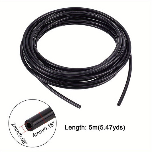 Get the 16.4 Feet Black Vacuum Hose with 5/32 inch (4mm) High Temperature Silicone Tubing. Perfect for Automotive and Pipeline use, this kit includes a 1/12 inch (2mm) Inner Diameter Vacuum Tube and Vacuum Line.