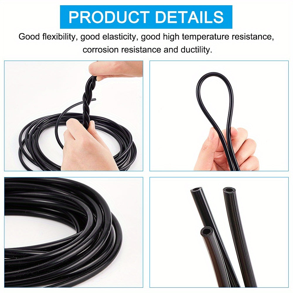 Purchase 1 Roll of Black High Temperature Silicone Vacuum Tubing Hose with inner diameter of 3/16 inch (5mm) and outer diameter of 1/8 inch (3mm), ideal for automotive and pipeline use. Perfect for car accessories and home supplies.