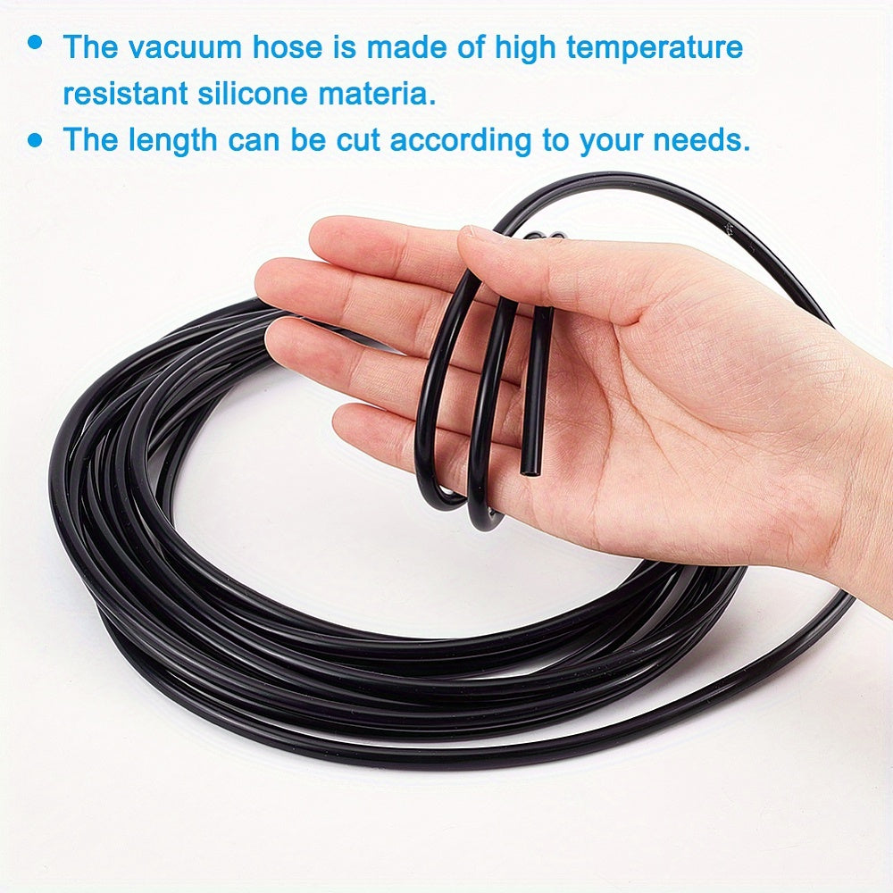 Purchase 1 Roll of Black High Temperature Silicone Vacuum Tubing Hose with inner diameter of 3/16 inch (5mm) and outer diameter of 1/8 inch (3mm), ideal for automotive and pipeline use. Perfect for car accessories and home supplies.