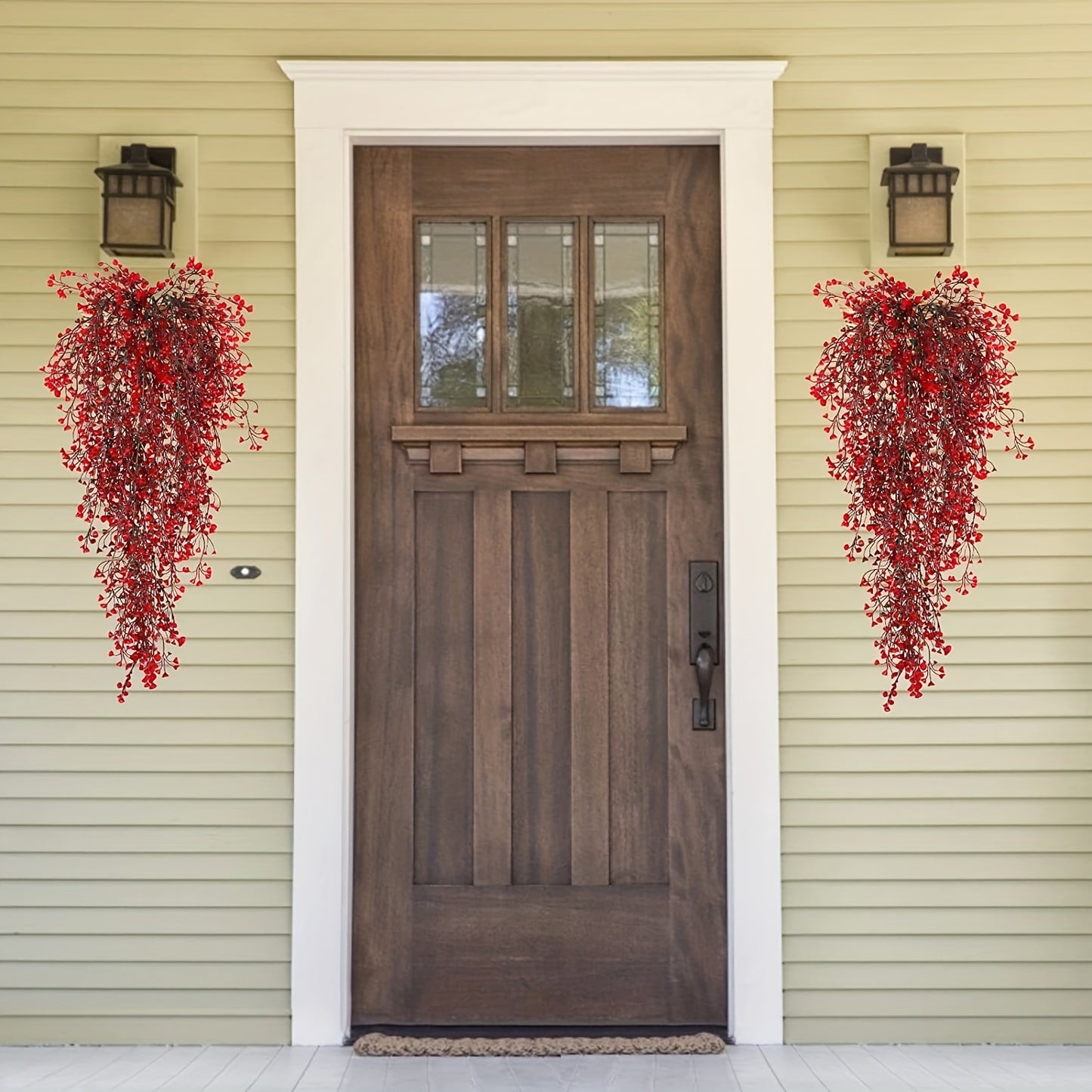 2pcs Autumn Artificial Vine and Ferns Large Faux Hanging Plants for scene, festivals, room, offices, theme parties, and fall decor.