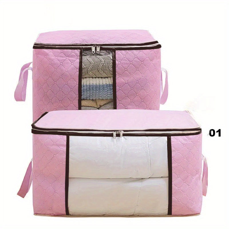 Spacious Foldable Storage Bag for Clothing, Bedding & Linens - Strong Material with Reinforced Handles, Secure Zipper & Transparent Window