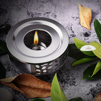 Simple stainless steel tea warmer and coffee stove for a Japanese tea ceremony, perfect for keeping tea and coffee warm. Can also be used as a candle heater.