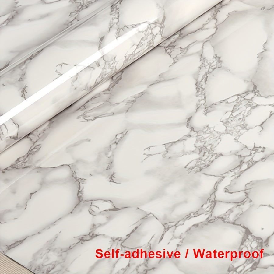 Smooth and stylish, this self-adhesive wallpaper roll features a marble pattern design. It is waterproof, heat-resistant, and oil-resistant, making it perfect for kitchens and bathrooms. This easy-to-apply sticker is great for furniture refurbishment.