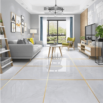 1 Roll Brushed Golden Silvery Floor Edging, 50m, Waterproof Seam Wall Stickers, Self-Adhesive Resin Tile Tape for Home Decoration.