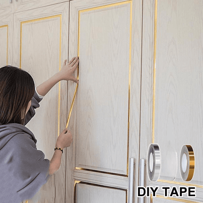 1 Roll Brushed Golden Silvery Floor Edging, 50m, Waterproof Seam Wall Stickers, Self-Adhesive Resin Tile Tape for Home Decoration.