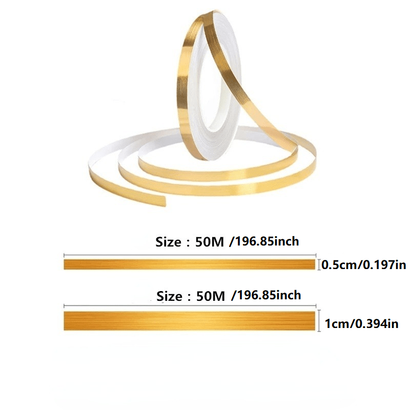 1 рулон окантовки пола с brushed золотисто-серебристым покрытием, 50 м, водонепроницаемые наклейки на швы стен, самоклеящаяся смоляная плитка для домашнего декора.
