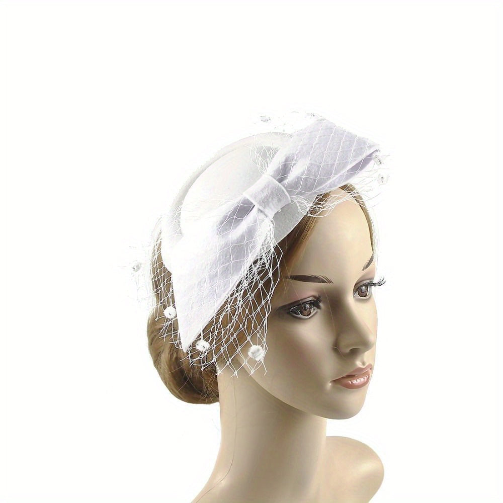 Stylish Faux Feather Mesh Headband with Clip - Ideal for Bridal, Wedding & Cocktail Tea Parties