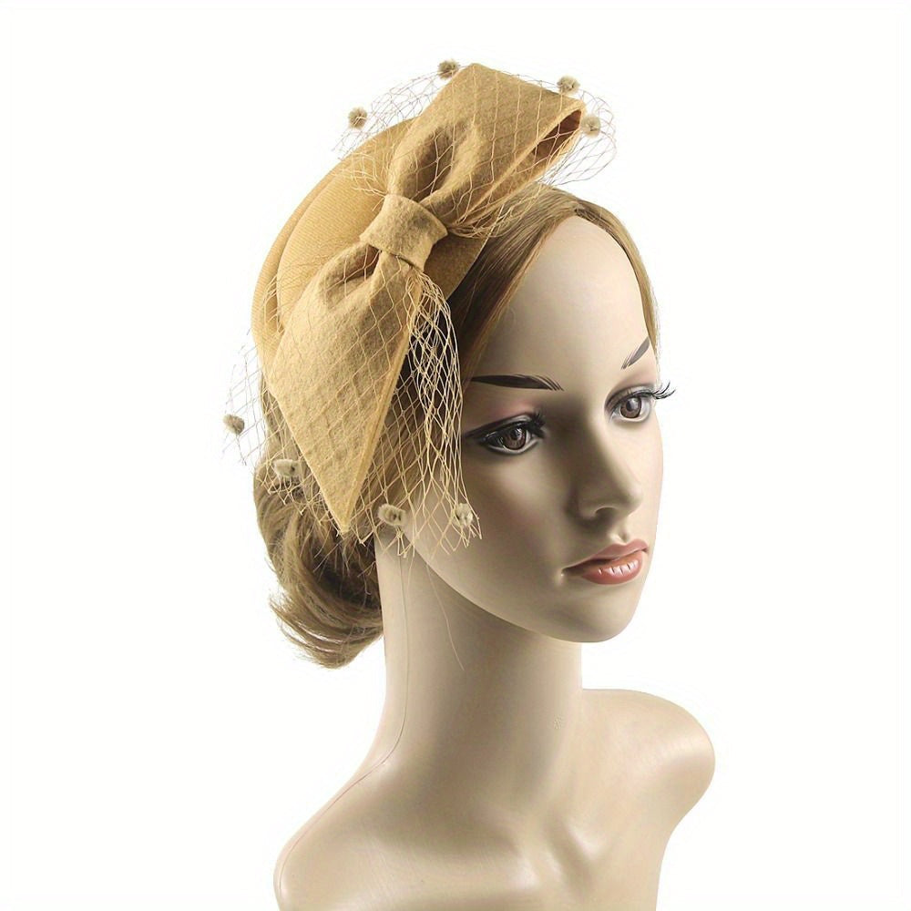 Stylish Faux Feather Mesh Headband with Clip - Ideal for Bridal, Wedding & Cocktail Tea Parties