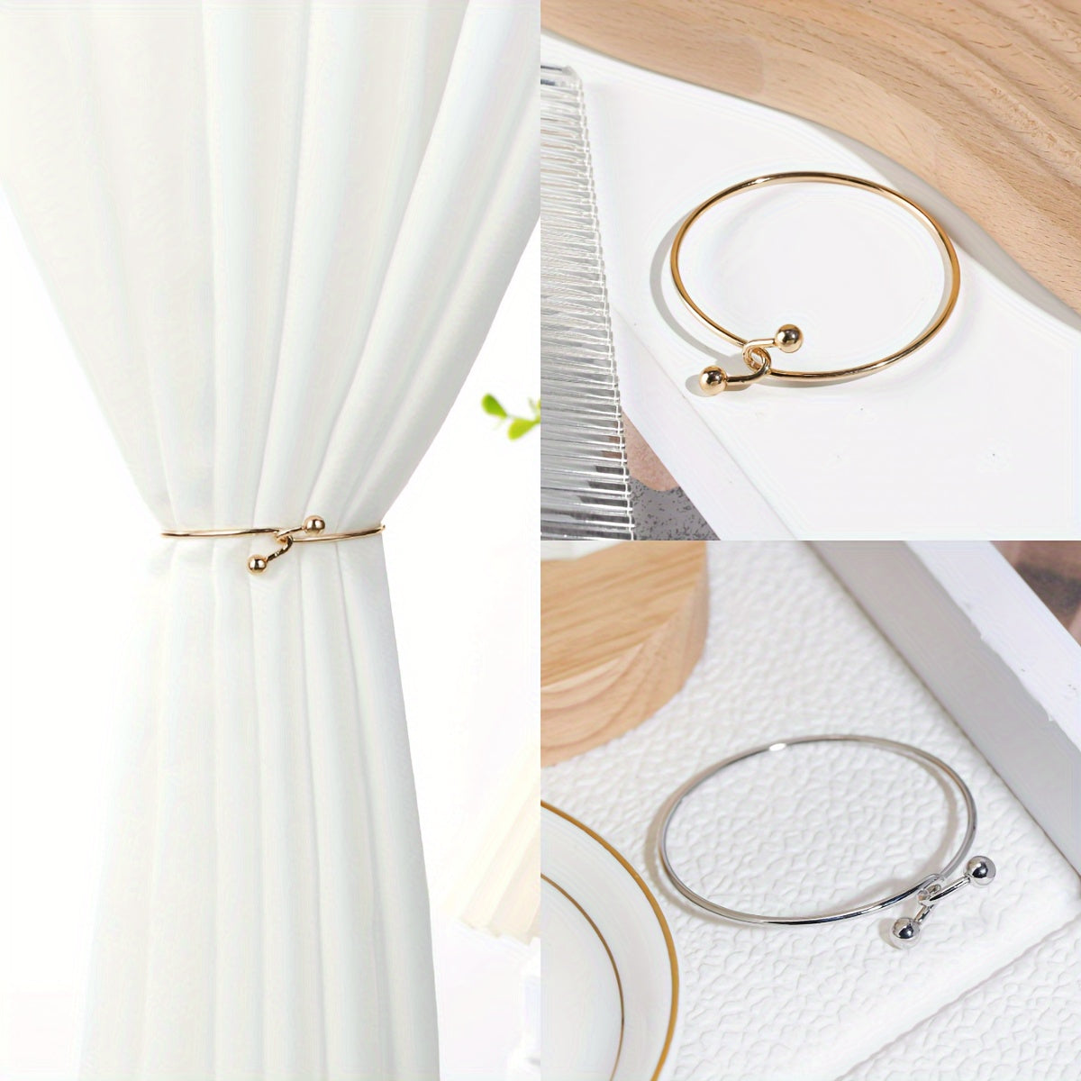 Zinc Alloy Curtain Holdback with Ball Decor, a simple and long-lasting option to keep your curtains in place. Add a decorative touch to your curtains with this stylish buckle. A must-have accessory for your home decor.