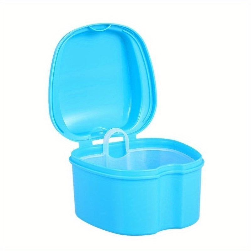 1pc Denture Care Bath with Hanging Net Container for Cleaning False Teeth