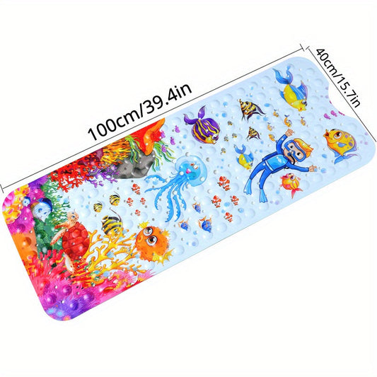 Cartoon Pattern Bathtub Mat with Anti-Slip Technology and Drain Holes - Ideal for Shower Stalls and Home Bathrooms - Includes Shower Carpet and Bathroom Accessories