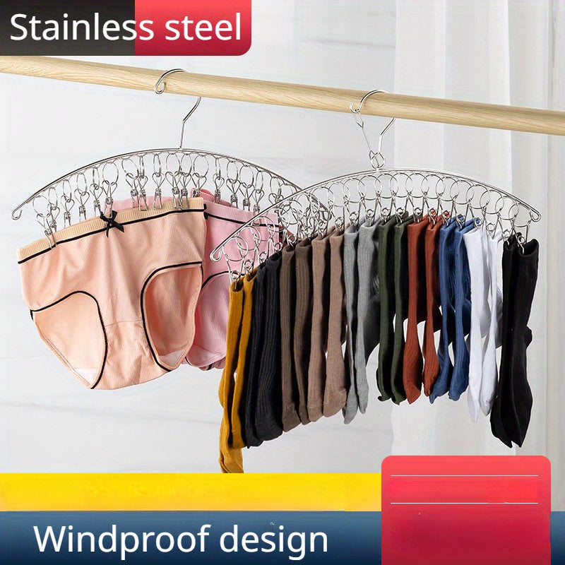 Get organized with our Stainless Steel Sock Storage and Drying Rack! This rack comes with 8 or 16 laundry pegs for easy hanging. The swivel hook makes it wind-proof, perfect for drying socks, underwear, knickers, shoe insoles, youngsters' clothes