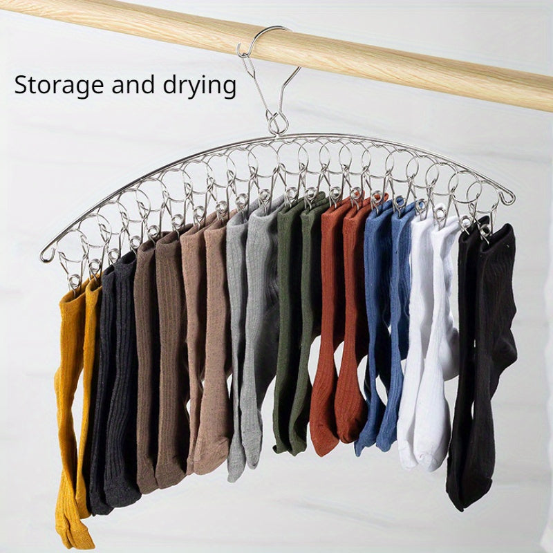 Get organized with our Stainless Steel Sock Storage and Drying Rack! This rack comes with 8 or 16 laundry pegs for easy hanging. The swivel hook makes it wind-proof, perfect for drying socks, underwear, knickers, shoe insoles, youngsters' clothes