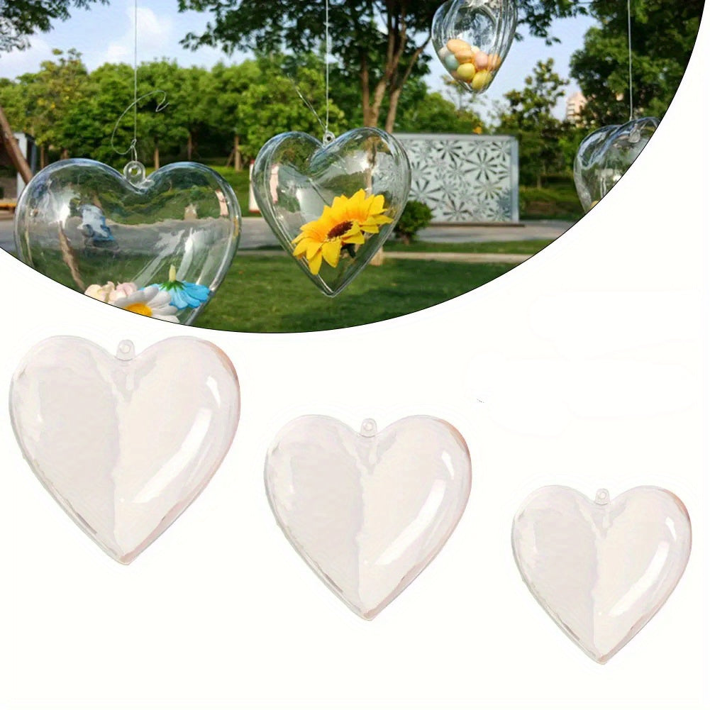 10 clear plastic heart-shaped Christmas ornaments for weddings, parties, and home décor.