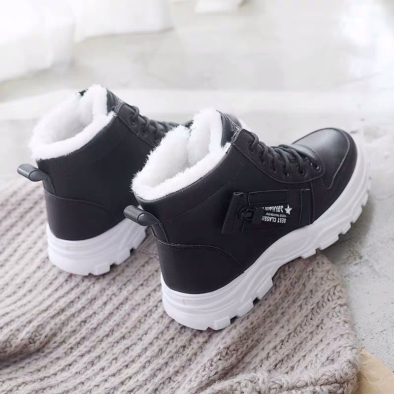 Cozy ankle boots for women, lace-up sneakers for winter warmth, outdoor short boots.