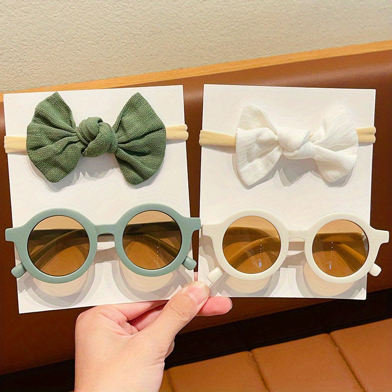 Set of 2 Children Girls fashion glasses & Headband, perfect for parties, holidays, and photography, great gift idea.