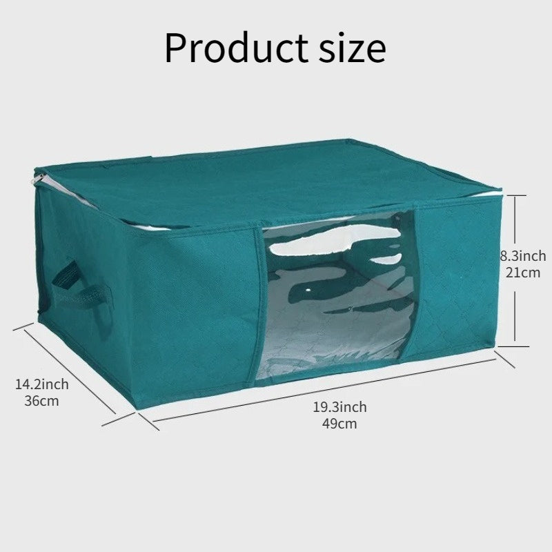 Folding Storage Box for Organizing Quilts and Clothes in Non-Woven Wardrobe, Sealed for Dust Proof Storage