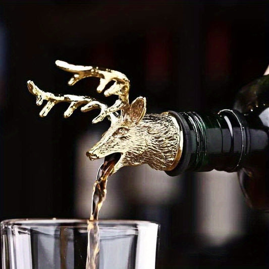 Unique zinc alloy deer head wine pourer and stag wine bottle stopper, new aerators for kitchen bar accessories.