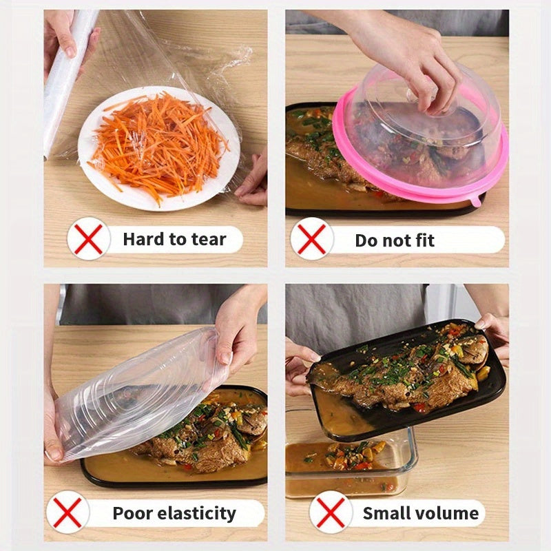 Clear Elastic Disposable Food Covers, 100 Pieces, 35.99cm Long - Preserves Freshness and Security of Food, Ideal for Outdoor Gatherings and Cooking Purposes