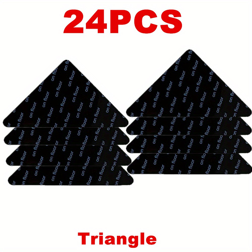 Get a pack of 4/8/16/24 Reusable Carpet Stickers designed to keep your rugs in place. These Non-Slip Washable Rug Stickers are perfect for hardwood floors and corners, helping to prevent rugs from moving and rolling. The triangle-shape design allows you