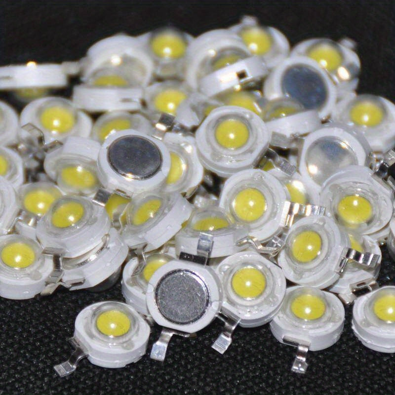 50 Super Bright Cool White LED Beads with Metallic Base for Industrial Electrical Projects