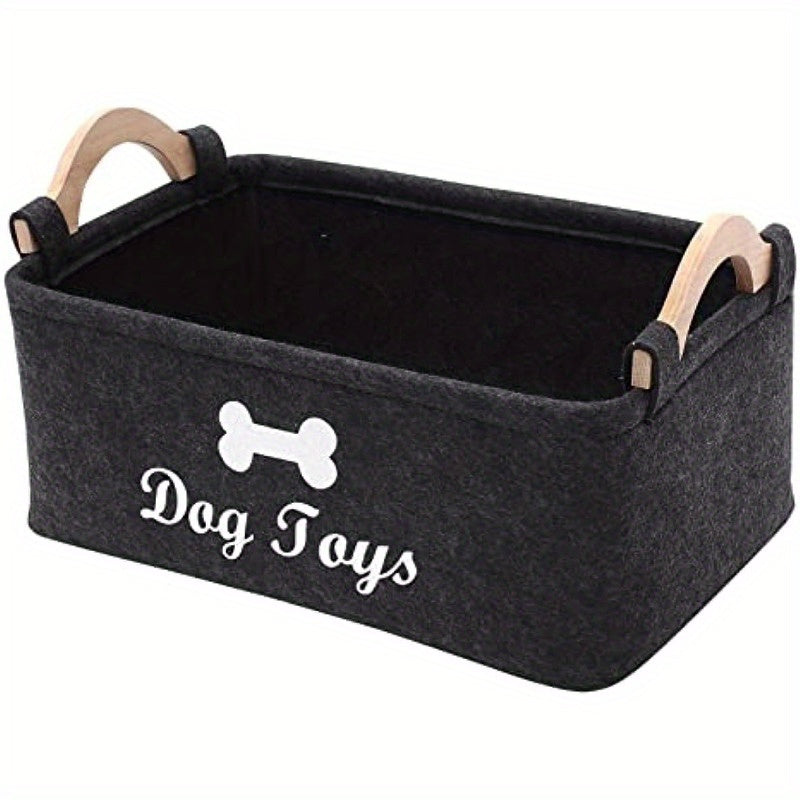 Durable storage box for pet toys, laundry basket for dogs and cats, home organizer made of polyester.