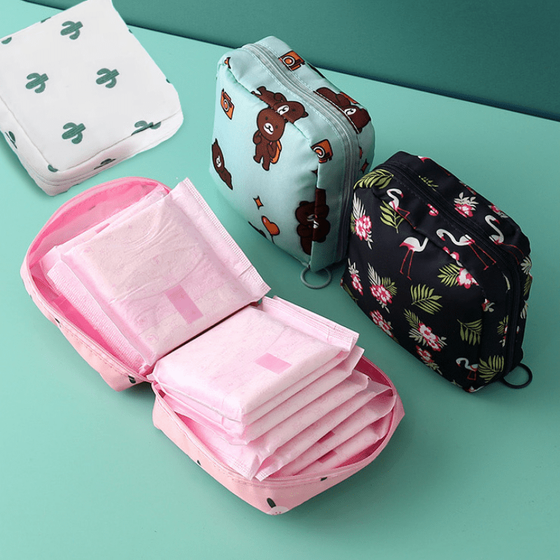 1pc Creative Simple Sanitary Towel Storage Bag, Multifunctional Travel Waterproof Bag, Cosmetic Organizer, Great Gift Option