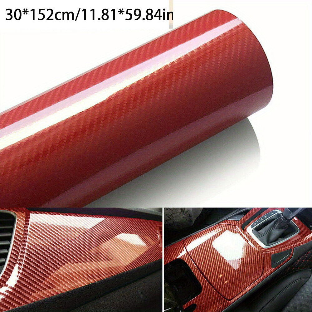 1pc of 30*152cm Glossy Carbon Fiber Vinyl Film Car Sticker to protect and wrap your car in a cool DIY style.