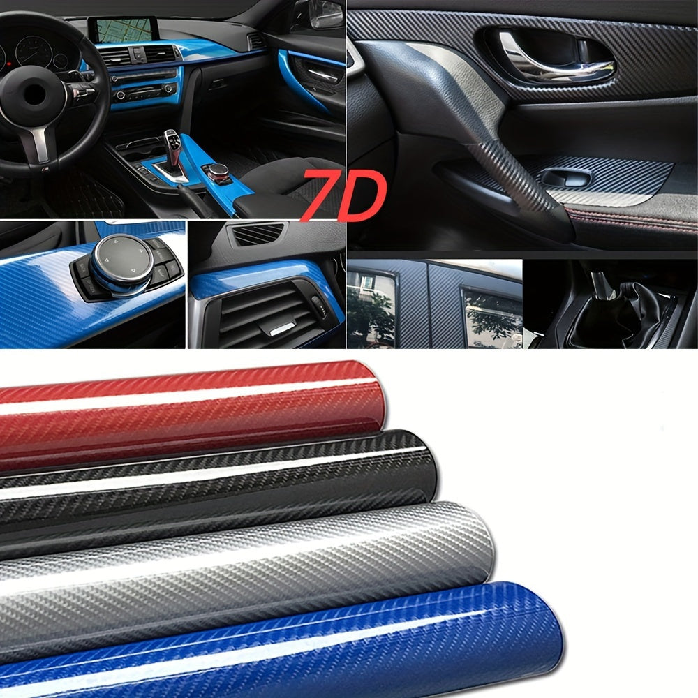 1pc of 30*152cm Glossy Carbon Fiber Vinyl Film Car Sticker to protect and wrap your car in a cool DIY style.