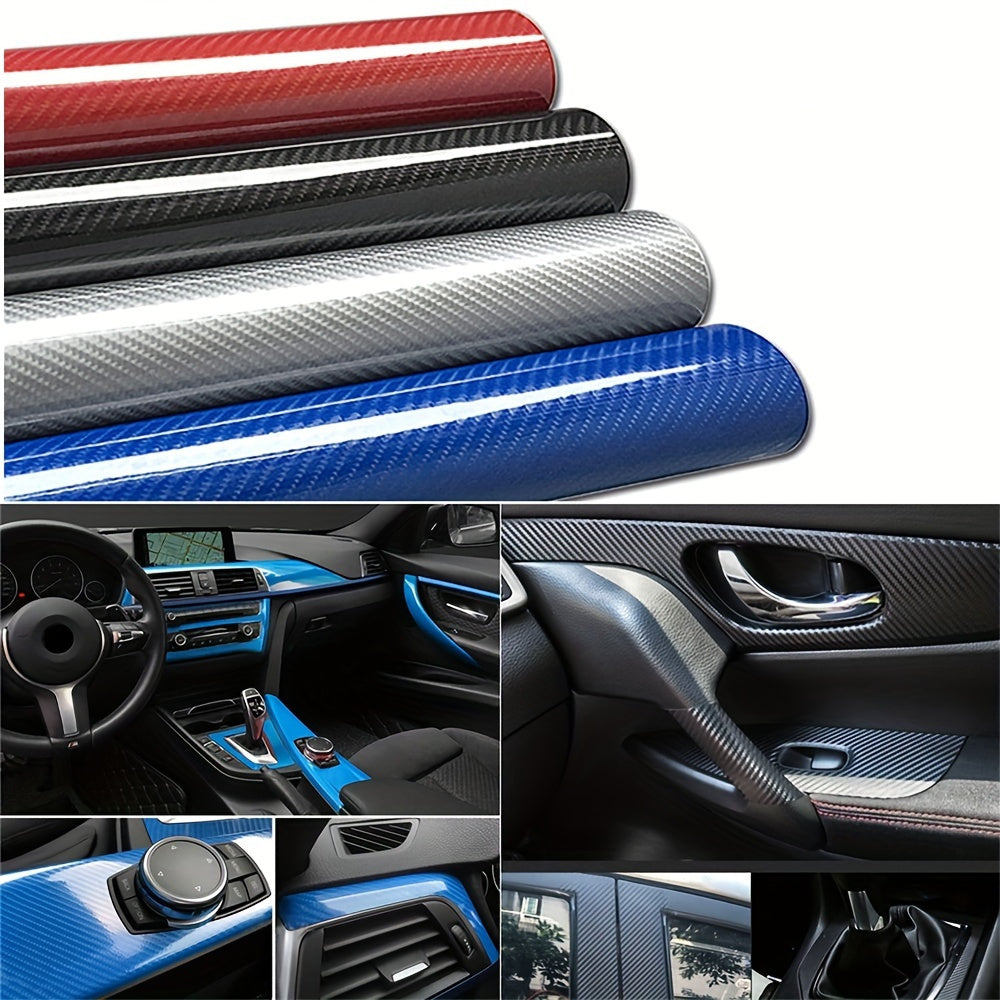 1pc of 30*152cm Glossy Carbon Fiber Vinyl Film Car Sticker to protect and wrap your car in a cool DIY style.