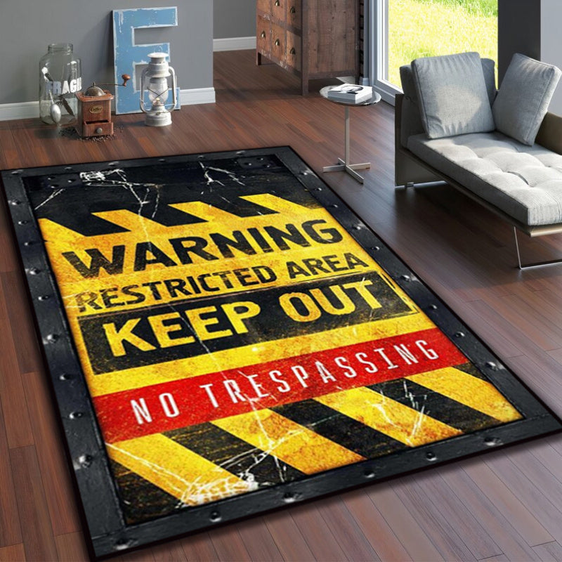 Luxurious Non-skid Crystal Velvet Rug for Living Room, Bedroom, Cloakroom, Study, or Leisure Area - High Quality, Thickened, and Soft Floor Mat with Creative Warning Text Decoration - Large Area Plush Rug