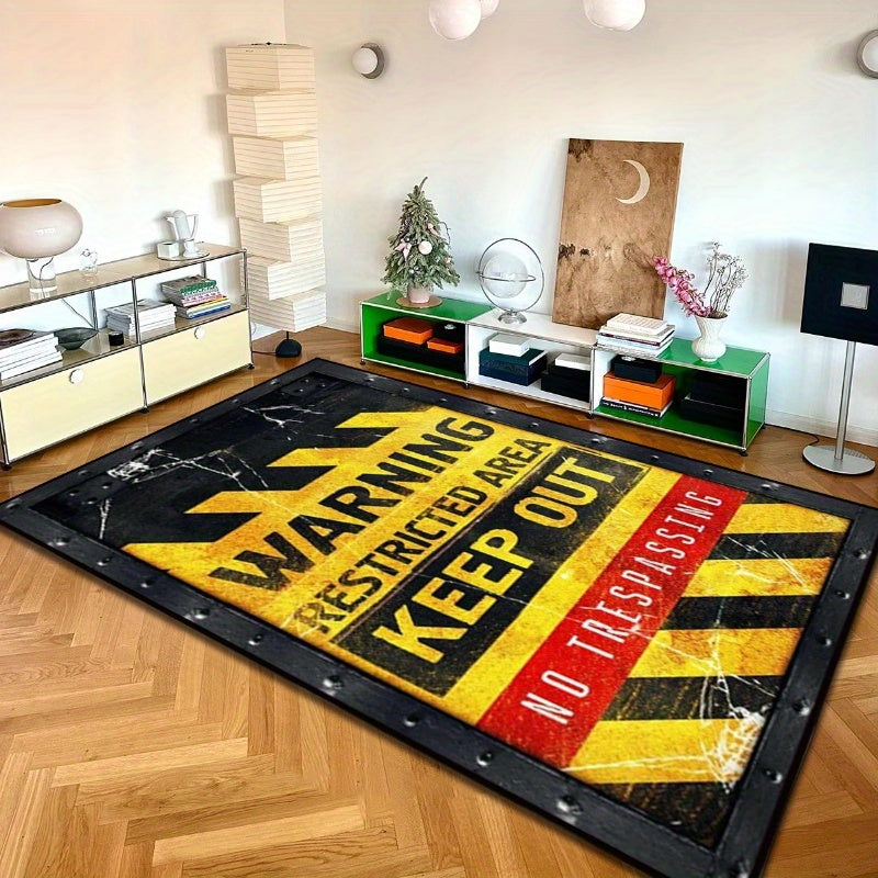 Luxurious Non-skid Crystal Velvet Rug for Living Room, Bedroom, Cloakroom, Study, or Leisure Area - High Quality, Thickened, and Soft Floor Mat with Creative Warning Text Decoration - Large Area Plush Rug