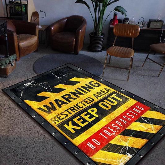 Luxurious Non-skid Crystal Velvet Rug for Living Room, Bedroom, Cloakroom, Study, or Leisure Area - High Quality, Thickened, and Soft Floor Mat with Creative Warning Text Decoration - Large Area Plush Rug