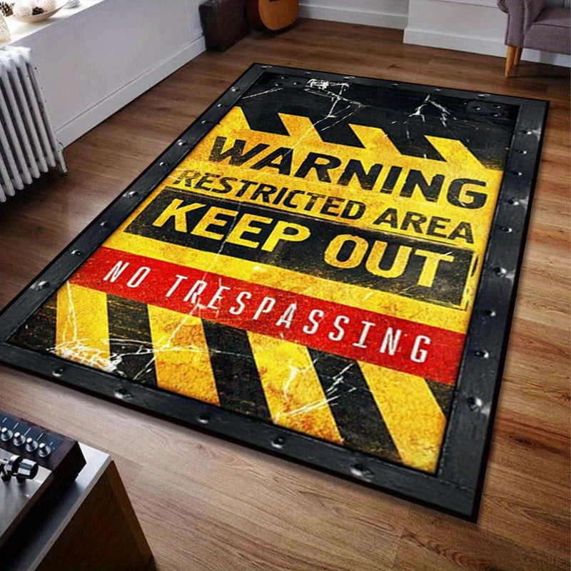 Luxurious Non-skid Crystal Velvet Rug for Living Room, Bedroom, Cloakroom, Study, or Leisure Area - High Quality, Thickened, and Soft Floor Mat with Creative Warning Text Decoration - Large Area Plush Rug