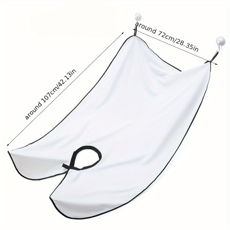 Waterproof beard shaving apron for men - no power required; doubles as a bathroom organizer and gift for him.