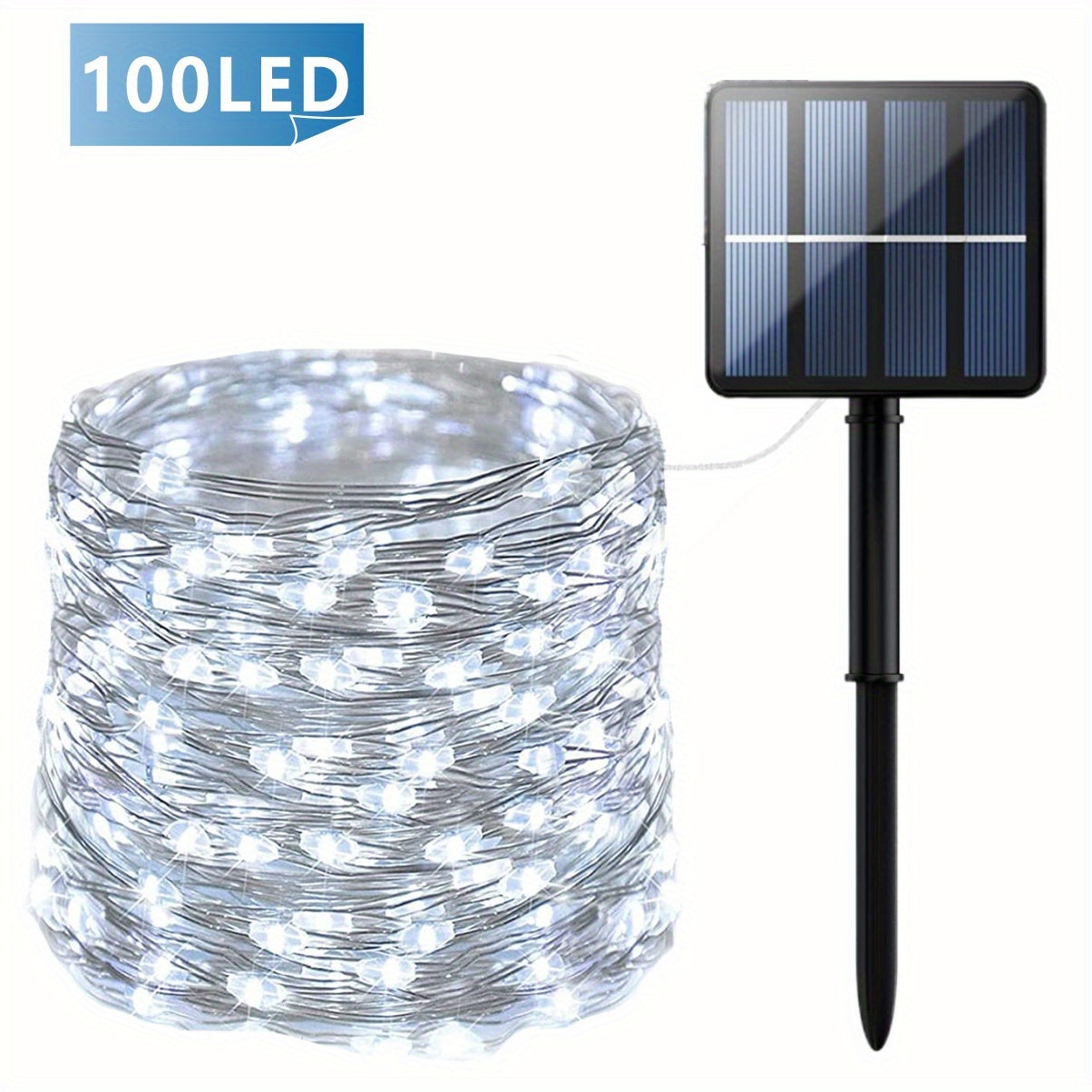 Outdoor Solar String Lights with 8 modes for Tree Garden Xmas Party Wedding, Auto On/Off feature, available in Warm White, Colorful, or White.