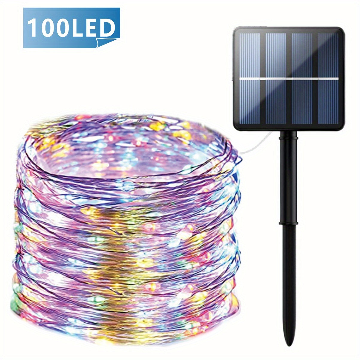 Outdoor Solar String Lights with 8 modes for Tree Garden Xmas Party Wedding, Auto On/Off feature, available in Warm White, Colorful, or White.