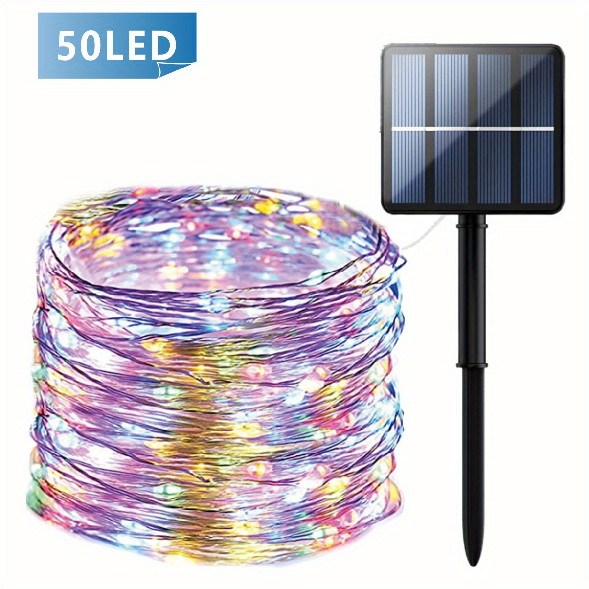 Outdoor Solar String Lights with 8 modes for Tree Garden Xmas Party Wedding, Auto On/Off feature, available in Warm White, Colorful, or White.