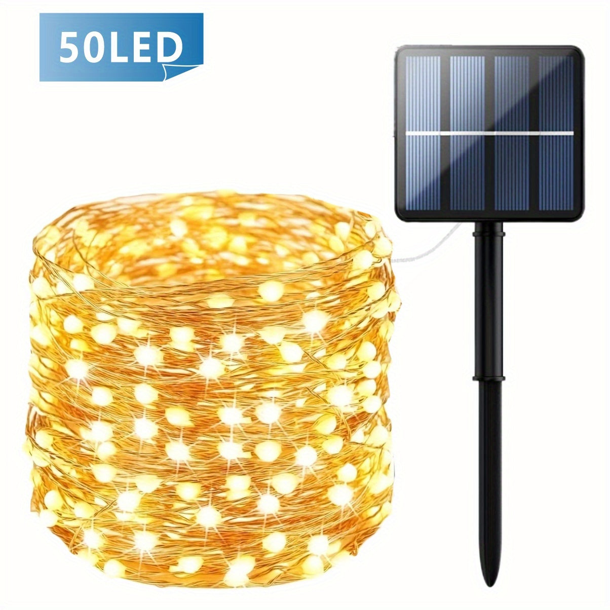 Outdoor Solar String Lights with 8 modes for Tree Garden Xmas Party Wedding, Auto On/Off feature, available in Warm White, Colorful, or White.