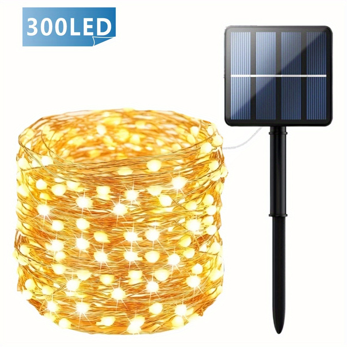 Outdoor Solar String Lights with 8 modes for Tree Garden Xmas Party Wedding, Auto On/Off feature, available in Warm White, Colorful, or White.