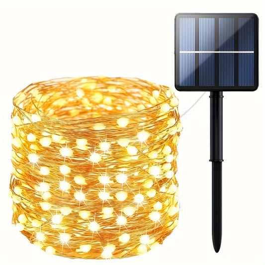 Outdoor Solar String Lights with 8 modes for Tree Garden Xmas Party Wedding, Auto On/Off feature, available in Warm White, Colorful, or White.