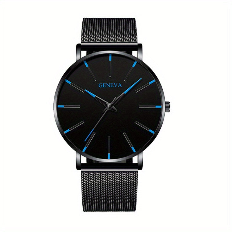 Stylish and versatile mesh strap watch designed for men, perfect for sports, casual wear, and business attire featuring quartz movement.